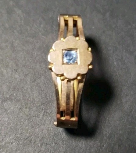 Clip sciarpa vittoriana oro giallo 9 kt gemma acquamarina 4,8 grammi - Foto 16 di 20