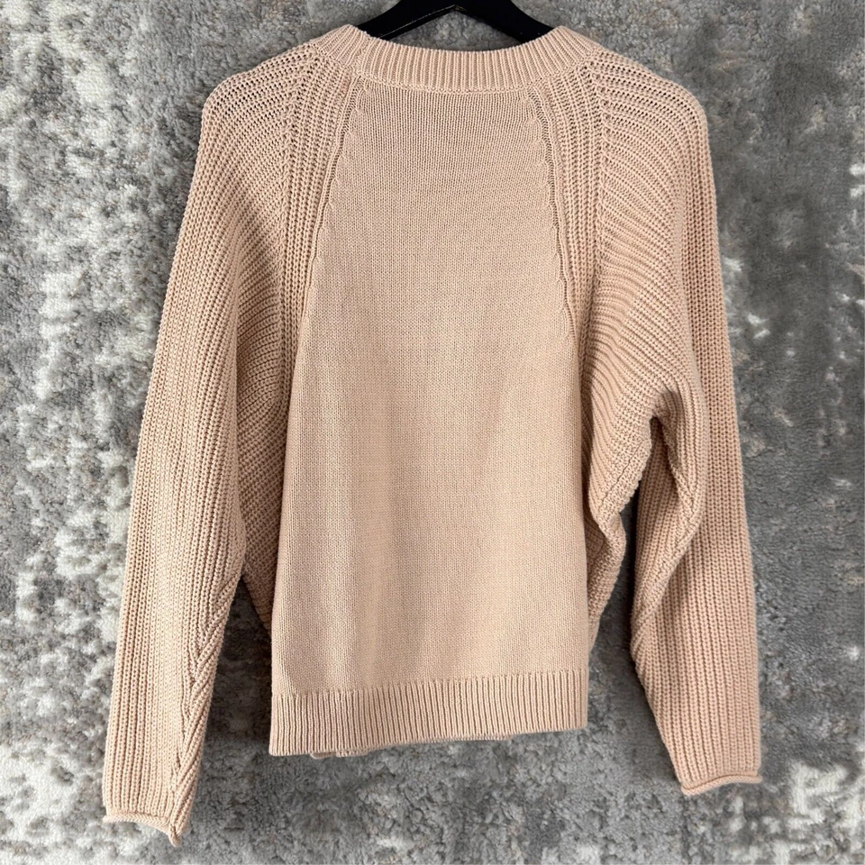 Suéter Simply Verawang Talla S Tejido Cable Melocotón Manga Larga Cuello Redondo Foto 3 de 4