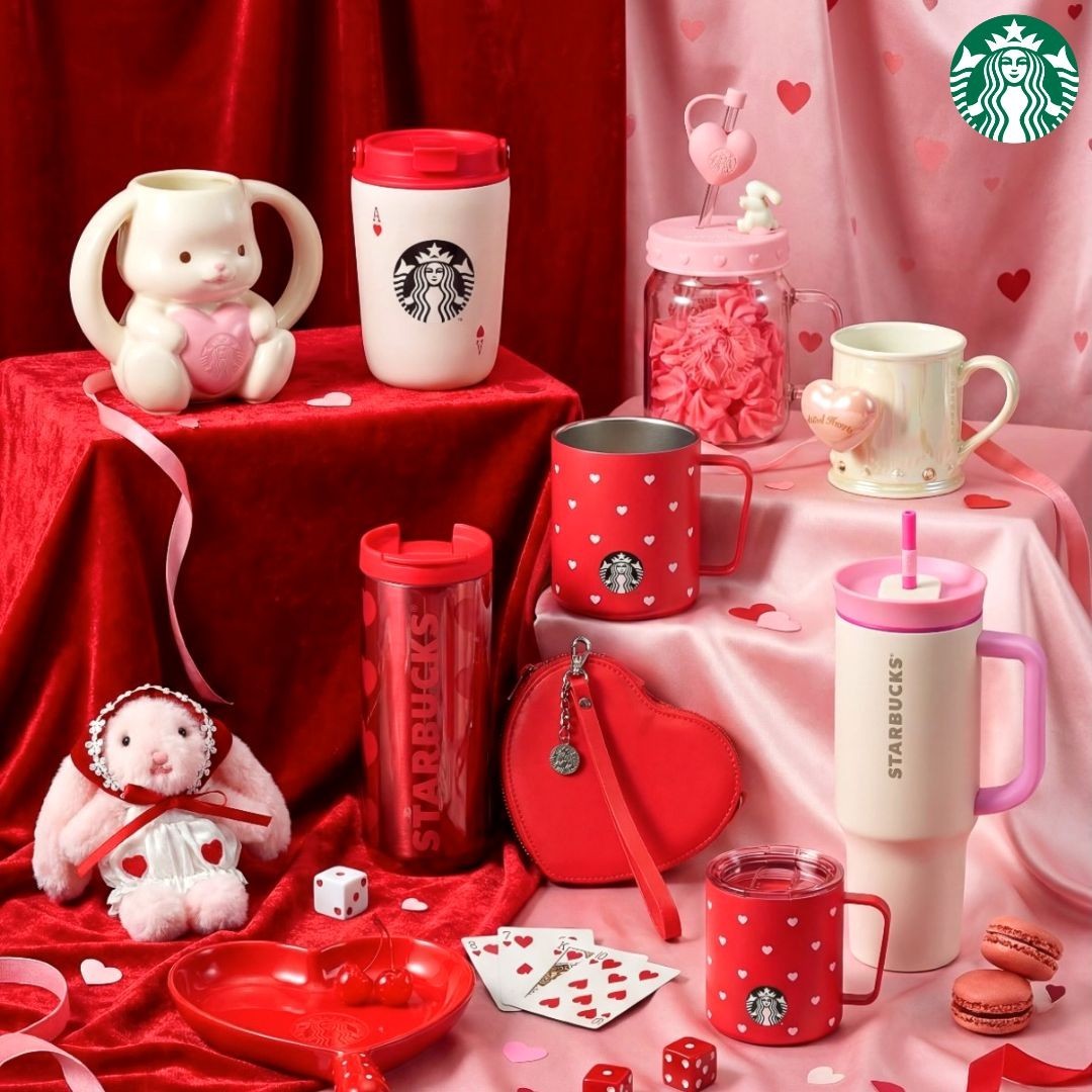Decoration Strawberry KC ピンク ソックスおまけ付き Starbucks Korea 2026 Valentine's Day MD Bunny Mug Tumbler Bag