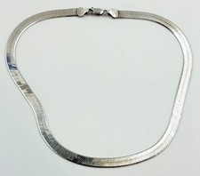 Vintage 925 Sterling Silver Italy Herringbone Chain Necklace 16 Inch Long 19g