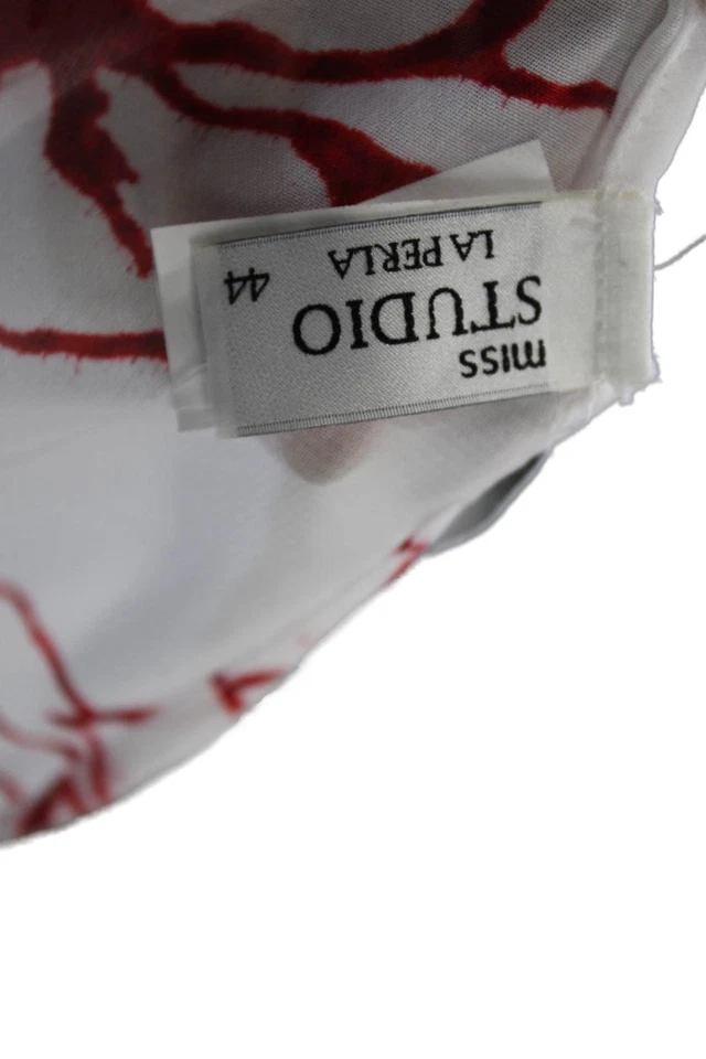 Miss Studio La Perla Womens Sheer Flora Print Sarong Cover Up White Size 8 - Image 4 of 4