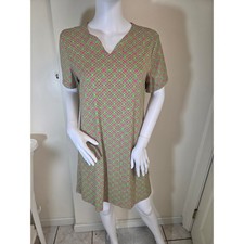 Banana Boat UPF 50+ Sun Protection Dress Large Pink Green Geometric Shift L