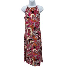 Jude Connally Paisley Print High Neck Halter Midi Maxi Dress Women's Size Medium