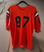 True Vintage Holloway Football Jersey 50s 60s Orange Game Worn Team Issue Durene