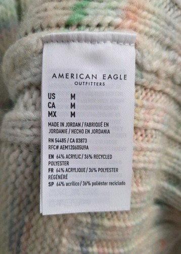 American Eagle AE Multicolor Soft Cable Crew Neck Sweater Knit Women M Preppy EC - Picture 9 of 10