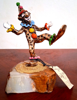 Vintage Ronald Lee Signed Gold Plated Dancing Pinky Clown Figure With Tag