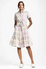 Brooks Brothers Tan Floral Signature A-Line Cotton Sateen Shirt Dress Size 4