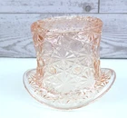 VTG Fenton Depression Glass Light Pink Top Hat Daisy & Button Design 3" x 4 1/2"