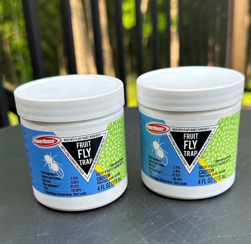 Powerhouse Fruit Fly Trap 2 Pack 4oz per unit PLANT Based Ingerdients- Pet Safe