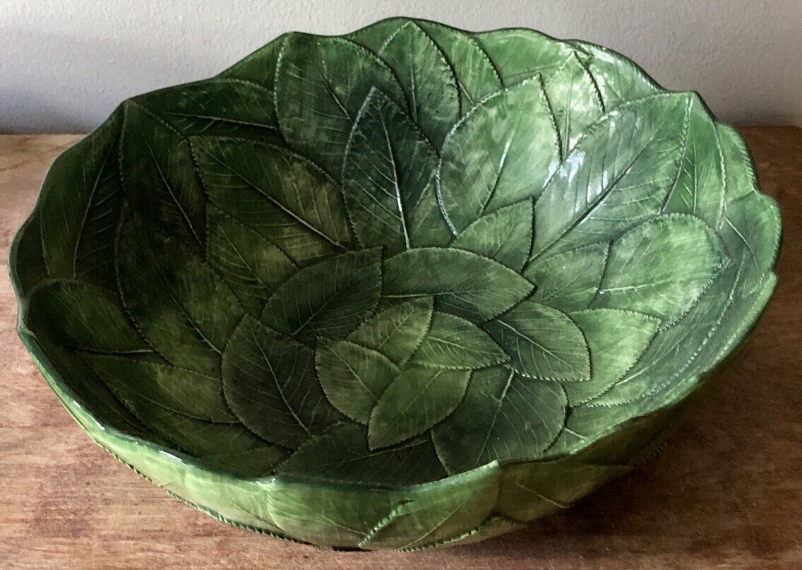 VTG Italian Vietri Foglia Leonardo Majolica Ceramic Green
