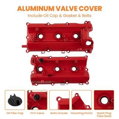 2pc Aluminum Engine Valve Covers w/ Gasket for Nissan 350Z Z33 3.5