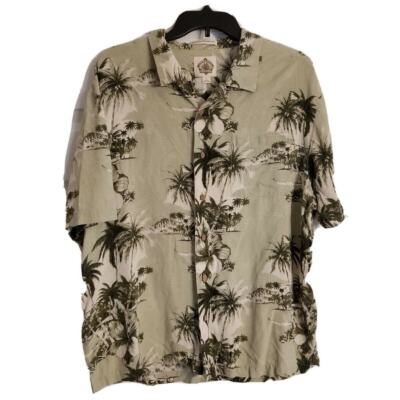Paradise Collection Tropical Button Up Camp Shirt 100% Silk Men's L