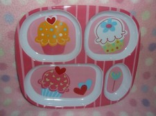 VAISSELLE POUR ENFANTS ASSIETTE À LUNCH DÎNER CUPCAKE IMPRIMÉS MIGNONS ! NEUF !