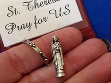Rare St Therese Little Flower Icon and Rosary Ring Pocket Folder Statue Saint