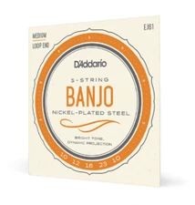EJ61 5 String Banjo Strings Nickel Medium 10-23 D'Addario 