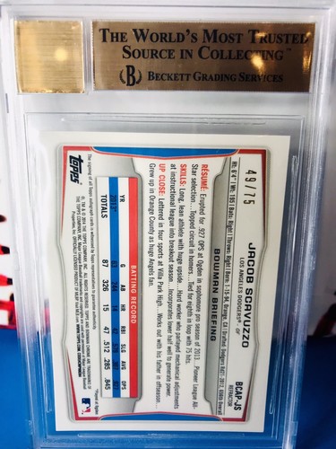 ๐ฅ2014 Bowman Chrome Green Jacob Scavuzzo Auto #49/75 Prospect BGS9.5 GEM Padres - Picture 5 of 10