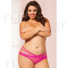 New women lace panty sexy lingerie intimates gift size 1X/2X 3X/4X PINK 10513X