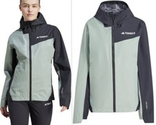 NWT ADIDAS TERREX Hooded Packable waterproof jacket Multi 2.5L Rain.Rd sz S 140