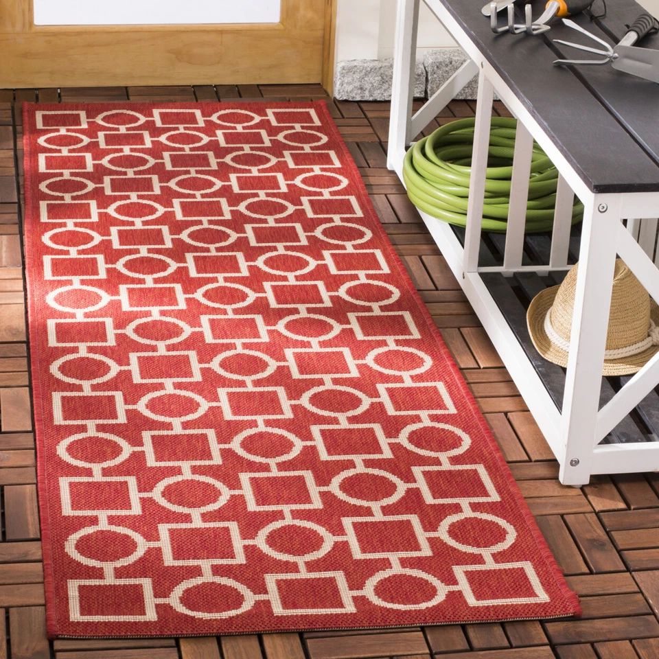 SAFAVIEH Outdoor CY6925-248 Courtyard Collection Red / Bone Rug - Image 2 of 4