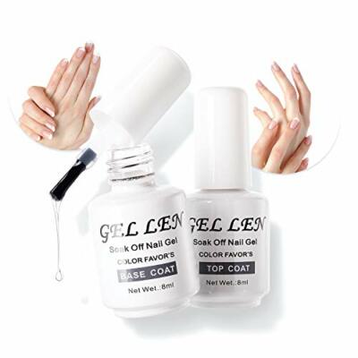 UV/LED Soak Off Gel Nail Polish Top Coat and Base Coat Set - 10ml Each