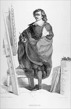 PORTRAIT of the painter EUSTACHE THE SWEAT - 19th century engraving