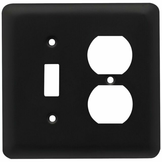 64360 Stamped Flat Black Single Switch Duplex Cover Plate