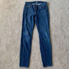 7 for All Mankind Jeans Womens 27X31 Skinny Blue Denim Jeans Mid Rise