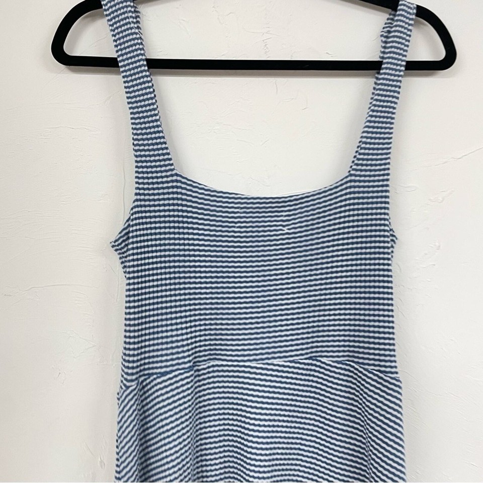 Urban Outfitters Blue & White Stripes Sleeveless Fit & Flare Mini Dress
