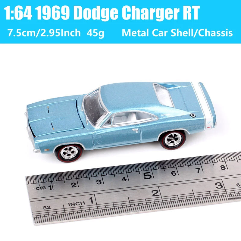 Johnny Lightning 1/64 Mini 1969 Dodge Charger R/T 1969 Diecast Muscle Car Model - Image 4 of 4
