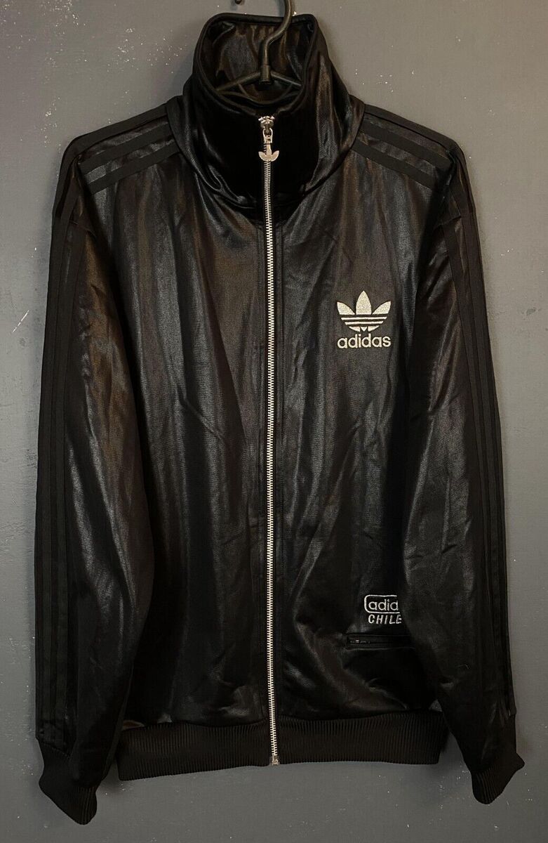RARE MEN'S ADIDAS CHILE 62 SATIN TRACK JACKET BLACK LONG RARE MEN'S ADIDAS CHILE 62 SATIN TRACK JACKET BLACK LONG