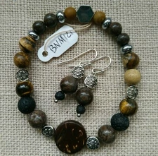 Scented Lava Stone Bracelet & Earring Set - Your Choice of Essential Oil Aroma!!