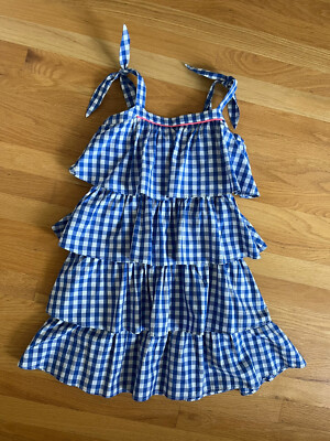J. Crew Crewcuts Blue Gingham Dress Tiered Ruffle Classic Size 12 French  Picnic | eBay