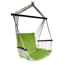 S4O Patio Swing Seat Hanging Hammock Chair w/ Cushion Seat - Green