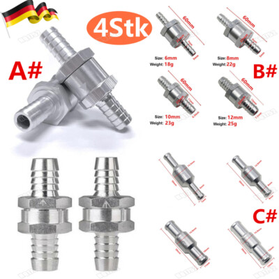 4Tlg 6-12mm Ventile Rückschlagventil Diesel Kraftstoffrücklauf Gasöl Benzinhahn