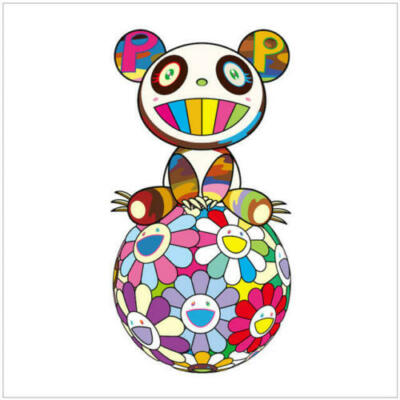 Takashi Murakami A top a Ball of Flowers a Panda Cub Sits Properly