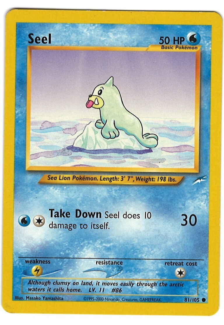 Seel 81/105 Pokemon Card Neo Destiny Common 50 HP Near Mint