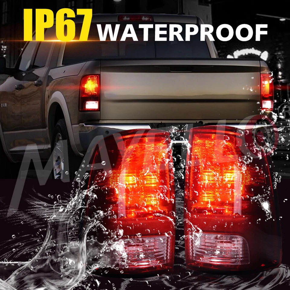 Black Headlights+Red Smoke Taillights For 2009-2018 Dodge Ram 1500 2500 3500 Set - Image 2 of 4