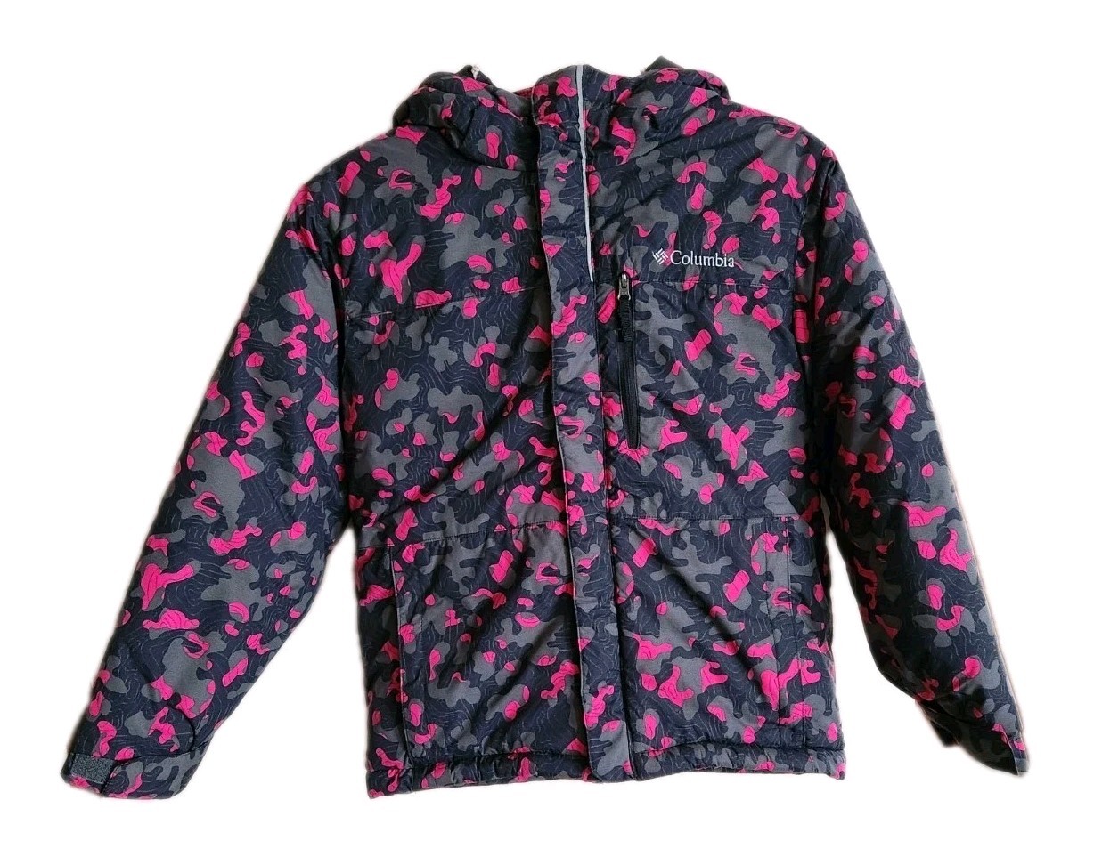 Girl's Columbia Winter Coat Size 7/8 Pink & Black Camo. 