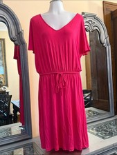 GAP Large Hot Pink V-Neck Drawstring Waist Dress