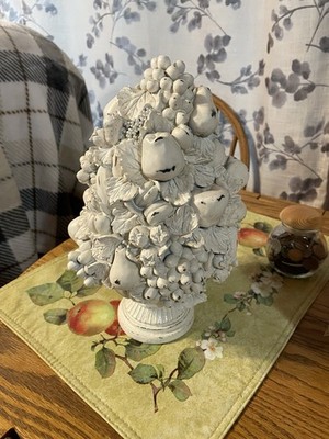 Vintage Italian Blanc de Chine Creamware Fruit Topiary Centerpiece Mid Century