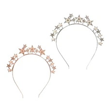 Glittering Rhinestones Star Hairhoop Stage Performers Headband for Evening Party