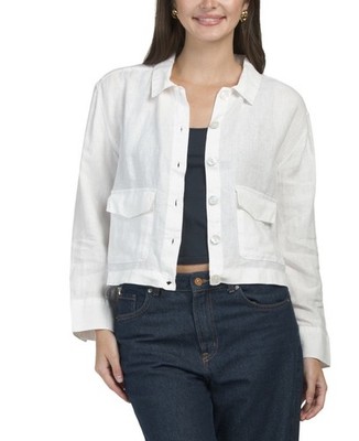 NWT WOMEN SIGRID OLSEN 100% LINEN WHITE SHACKET M COASTAL NAUTICAL CAPSULE NWT