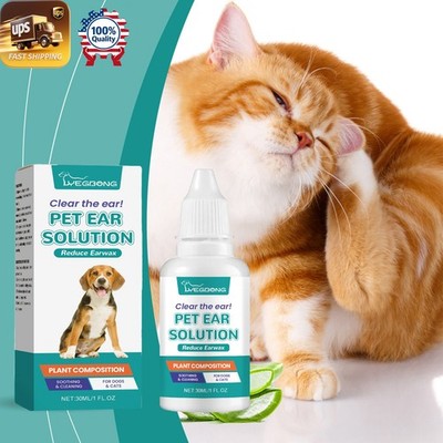 Pet Ear Care Wash   Gentle Formula Relieves Discomfort for Cats & Dogs Daily  