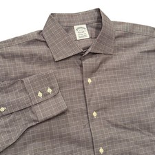 Brooks Brothers Regent Fit Dress Shirt 17 35 Grey Glen Plaid Supima Non-Iron