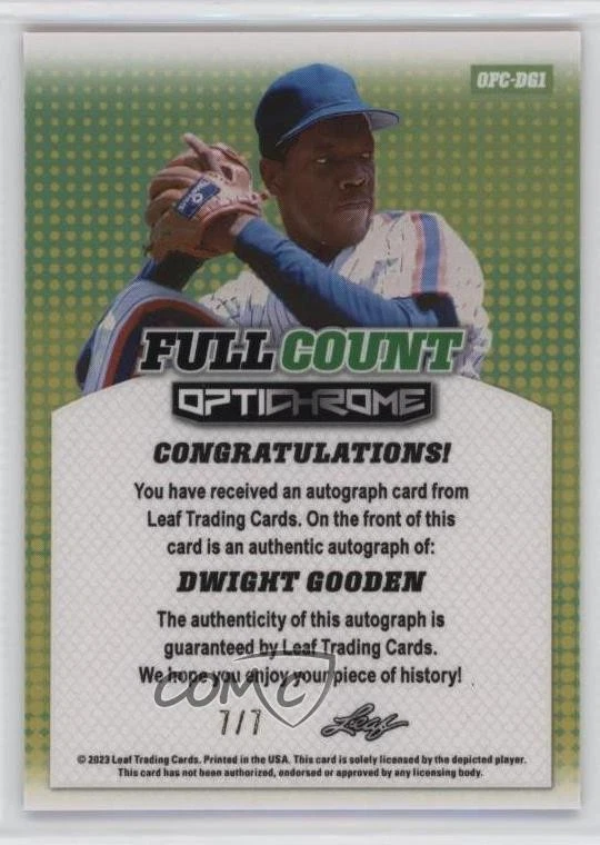2023 Leaf Eclectic Optichrome Full Count Pink Prismatic /7 Dwight Gooden Auto - Image 2 of 2