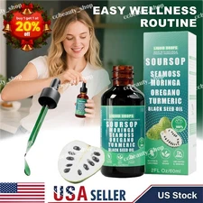 Soursop Bitters Liquid Drops 10 in 1 with Sea Moss, Moringa, Turmeric, Black See