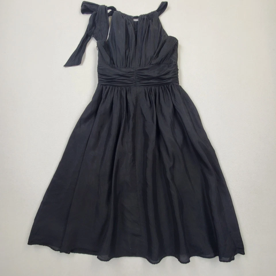 Vestido Casa Blanca Mercado Negro Sin Mangas Seda Negro Talla 0 Pajarita Hombro Foto 4 de 4