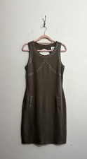 Joseph Ribkoff Dress Size 10 Taupe Grey Brown Studded Occasion Party