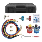 AC Manifold Gauge Set 4-Way Fit R134A R22 R12 R502 Refrigeration Charging Hose