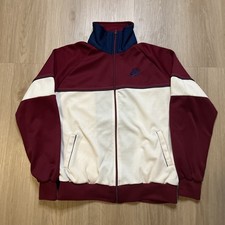 Vintage NIKE Track Jacket Large 80s Maroon White Full Zip